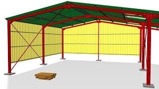 Steel Structure Assembly  with Walls and Canopy