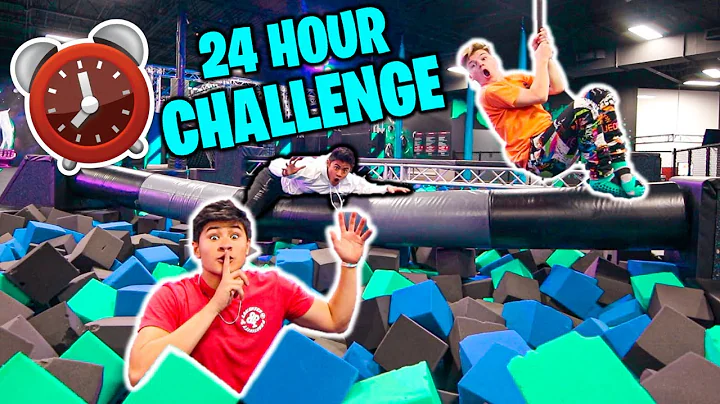 24 HOUR OVERNIGHT CHALLENGE in TRAMPOLINE PARK!! (...