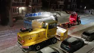 Larue 7060 & D65 - Montreal Snow Removal Operation - 2022-01-22 - With two passes [4K]