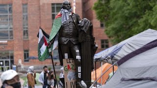 الناشطون المؤيدون للفلسطينيين يواصلون الاحتجاجات في جامعة كولومبيا للمطالبة بوقف إطلاق النار في غ