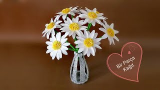 Kağıttan Papatya Nasıl Yapılır - Kağıt Çiçek How To Make Paper Daisy - Paper Flower