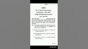 Mdu qus paper,Msc Physics 2nd sem May 2019👆📝✨️(Atomic &Molecular physics)