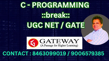 break in C | C PROGRAMMING FOR GATE CSE | DATA SCIENCE | UGC NET COMPUTER SCIENCE | COMPLETE C