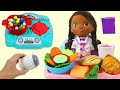Doc Mcstuffin&#39;s Gets Sick &amp; Visits Toy Hospital Doctor &amp; Toy Stove Cooking Huge Healthy Meal Time!