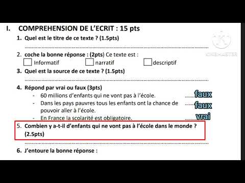 6ème année primaire examen local السادس إبتدائي تصحيح نموذج الإمتحان الموحد المحلي الدورة الأولى