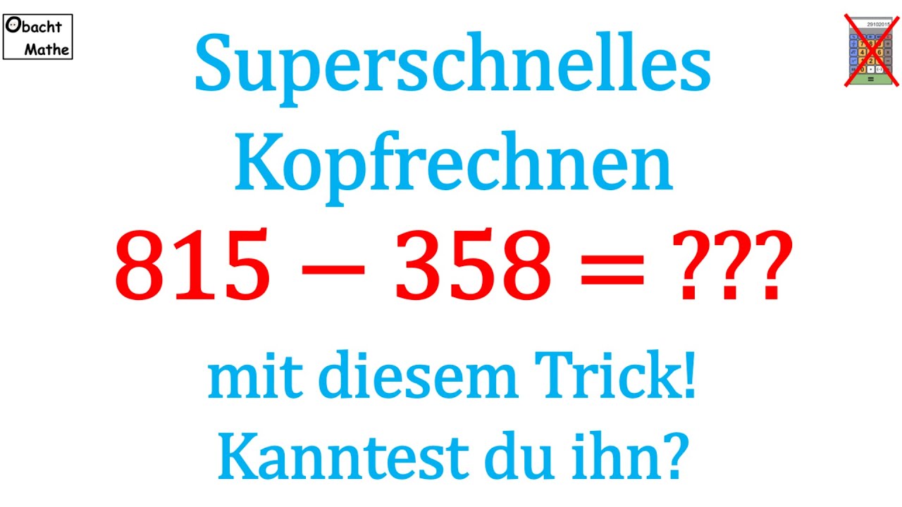 Kopfrechnen - superschnell - genialer Rechentrick | Lehrerschmidt