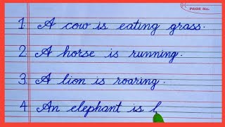 10 simple English sentences about animals | cursive writing sentences | cursive handwriting practice