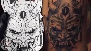 Oni mask tattoo in just 1 minute video