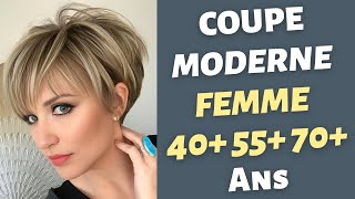COUPE DE CHEVEUX 2023 MODERNE 40+ 55+ 70+ ANS FEMME - CHEVEUX COURTS FEMME RONDE - ANNE BLANC