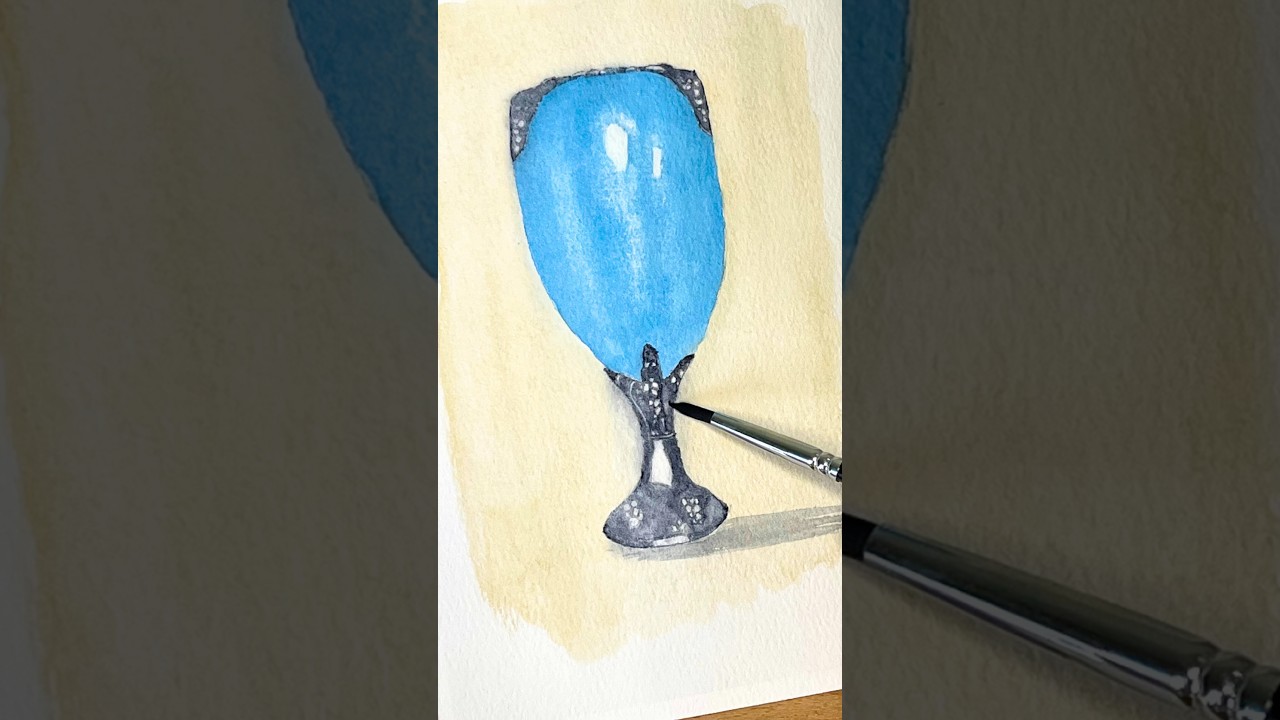 Painting a Beautiful Blue Glass in Watercolor 