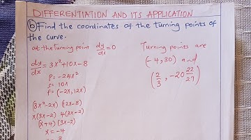 COORDINATES OF THE TURNING POINTS - (10MARKS) 