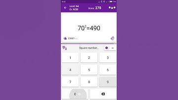 Math Tricks - Training mode - square numbers between 70 and 79 - level 064 (Number Keyboard)
