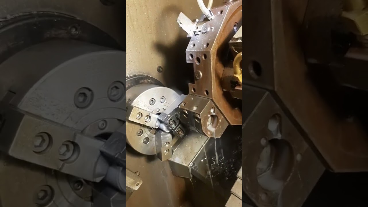 When you don't have enough space for a Bar feeder, use a Bar Puller. Credit: IG user_bedfordcnc