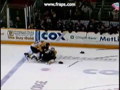 Mike Moore vs Johnny Boychuk 5/8/09 AHL Playoffs
