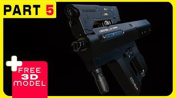 Modeling Cyberpunk Assault Rifle - complete Workflow - Part 5- Blender and Substance Painter