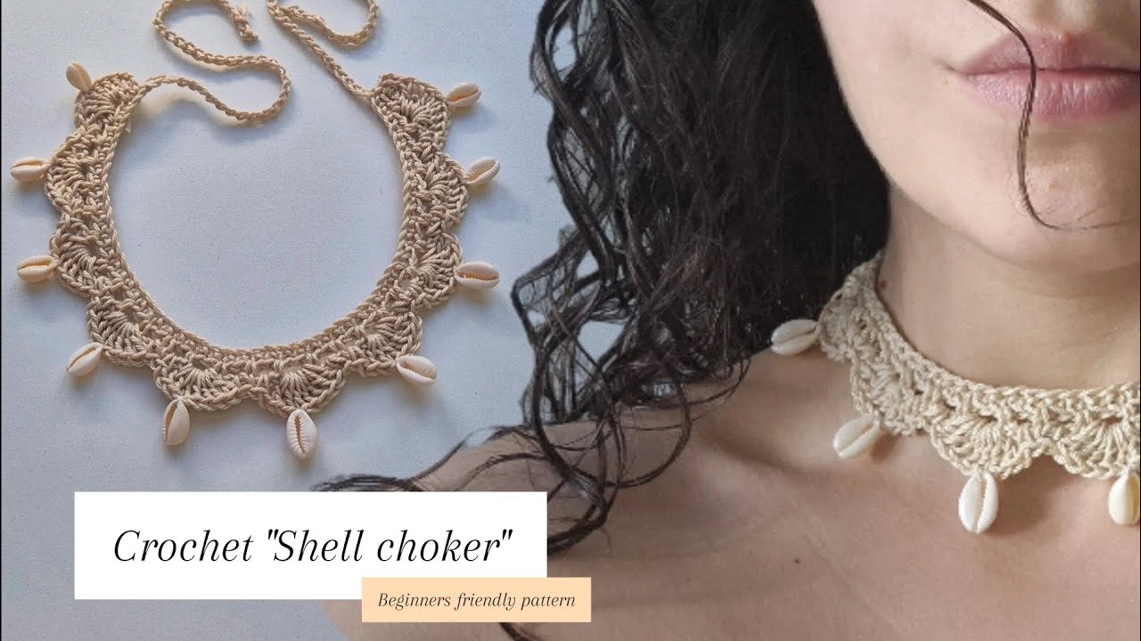 Crochet Shell choker necklace | Beginner friendly | Free patern 