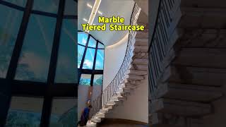 Fish Belly Gold marble stacked staircase is absolutely high-end! #Marble #StoneMaterial #Stacked