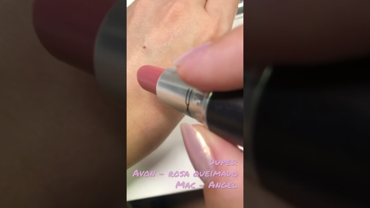 Dupes: batom Rosa Queimado (Avon) e Angel (MAC)