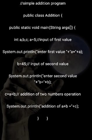 simple addition program in Java for beginners #ytshort - YouTube