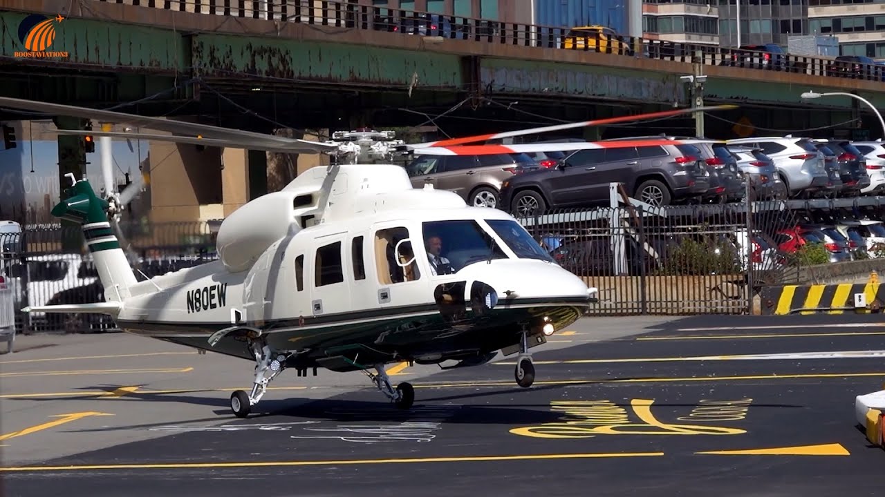 Luxury Helicopters Landing in NYC  Sikorsky S76-D & Leonardo AW139