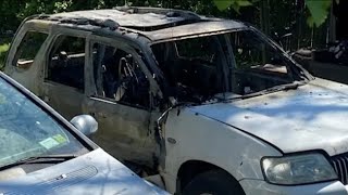 Human remains found in burning car parked in backyard on Long Island