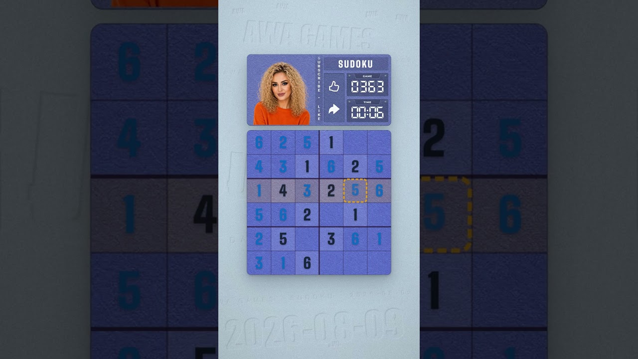LinkedIn Mini Sudoku #363 solved board for August 9, 2026, 6x6 grid