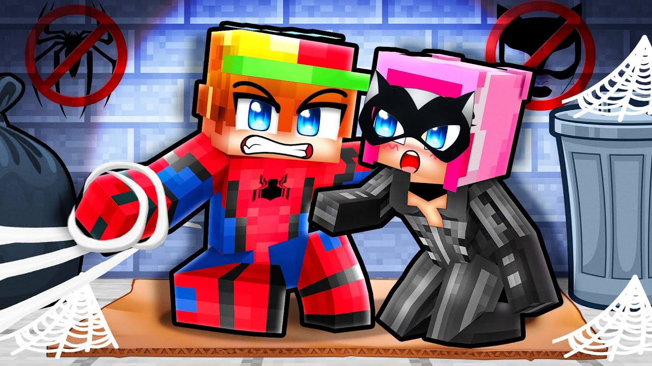 Superhero and Supervillain FORBIDDEN LOVE In Minecraft!