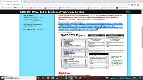 Gate 2021 notification, Eligibility Criteria for GATE 2021, Dates of examination of GATE 2021,GATE21