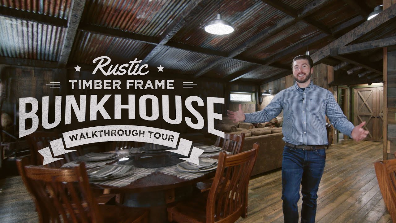 Rustic Metal & Wood Bunkhouse Built Above a Garage! Inside Tour