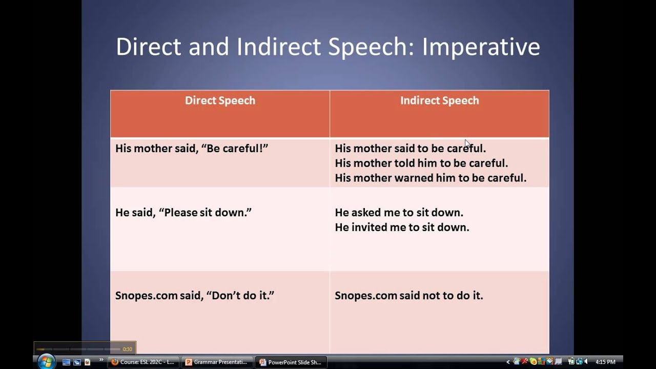 Direct Indirect imperatives - YouTube