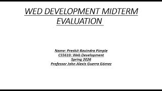 CS5610 Web Development - Midterm Evaluation