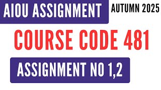 Famous AIOU Code 481 Auditing (آڈٹنگ) Solved Assignment No.1 & 2 Autumn 2025 | BA ADC  Profile