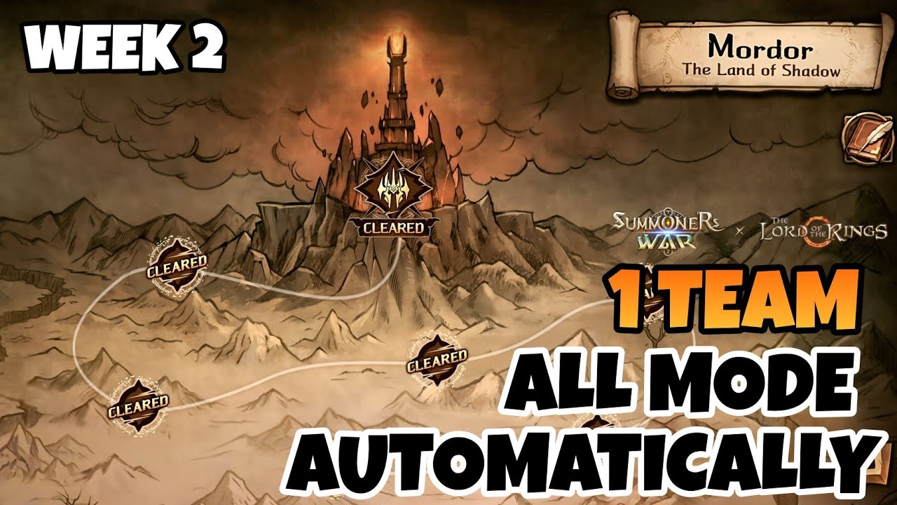 WEEK 2, MORDOR THE LAND OF SHADOW, ALL MODE WAS DONE WITH AUTOMATICALLY [Summoners War X The LOTR]