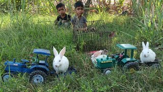 mini tractor khargosh Ko le Gaya bagicha ghas khilane diy tractor 🚜