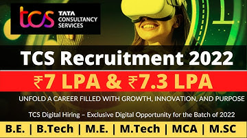 TCS Recruitment 2022 | TCS Digital Hiring – Direct Digital Opportunity for the Batch of 2022