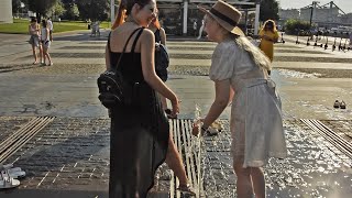 Girls, summer, fountain splashes and wet dresses! / Девушки, лето, брызги фонтана и мокрые платья!