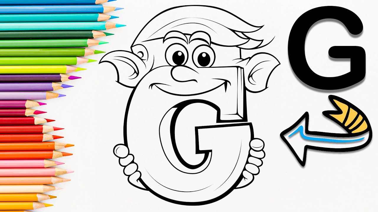 Teaching the letter G to children in an easy way Easy drawing and coloring for kids alphabet