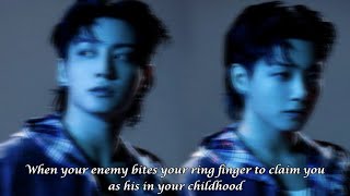 When your enemy bites your ring finger to claim you as his in your childhood [Jungkook oneshot]