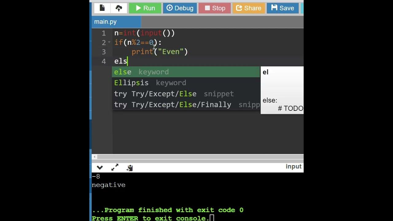 Even or odd Python program #python #evenodd - YouTube
