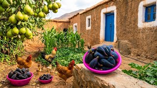 هكذا تكون الحياة القرية وأجوائها الطبيعي وموسم الباكور وخيرات الله هنا منبع الخضروات والفواكه... 
