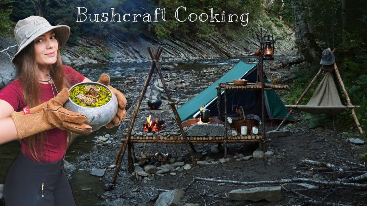 Cook Borsch 19th century on Double Bushcraft Fire