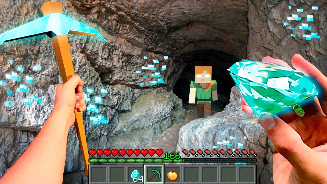 Minecraft in Real Life MOVIE - DIAMOND TREASURES in Realistic Minecraft FILM 創世神第一人稱真人版