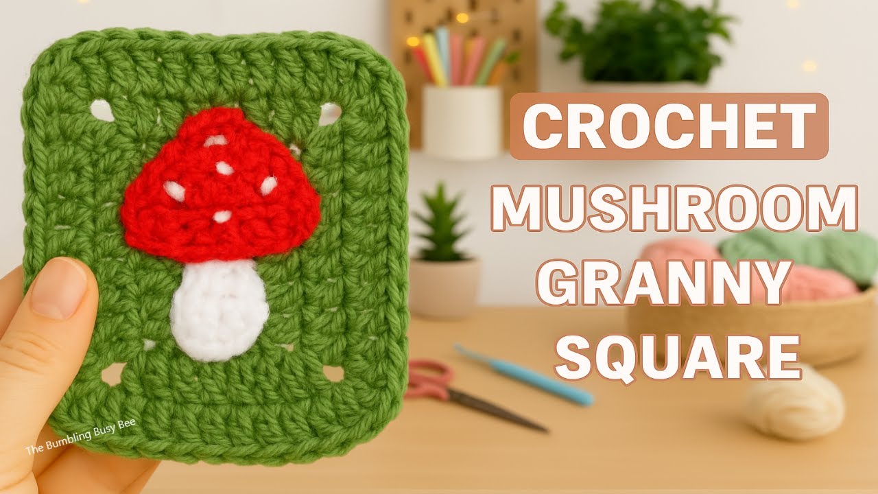Crochet Mushroom Granny Square 🍄🧶- FULL Crochet Tutorial