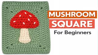 Crochet Mushroom Granny Square 🍄🧶- FULL Crochet Tutorial
