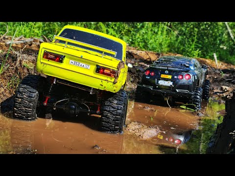 Видео: МАЖОР на Nissan GT-R в шоке как едет ВАЗ 2106 по бездорожью ... RC OFFroad 4x4