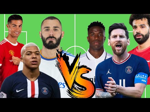 كريستيانو رونالدو ضد كريم بنزيما ميسي ضد محمد صلاح مبابي ضد فينيسيوس