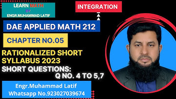 DAE | Math 212 | 2nd Year | Chapter No 5 | Short Questions | Q. No 4 to 5,7 | Short syllabus 2023