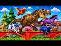 5 Giant Farm Animals Elephant Tiger Lion Cow Dinosaur Stampede Crossing Bridge Animation