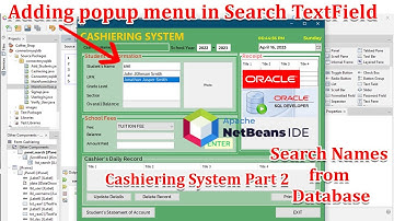 Java Programming #7 - Basic School Mgmt System - Netbeans 17 w/ Oracle - Search names from Database
