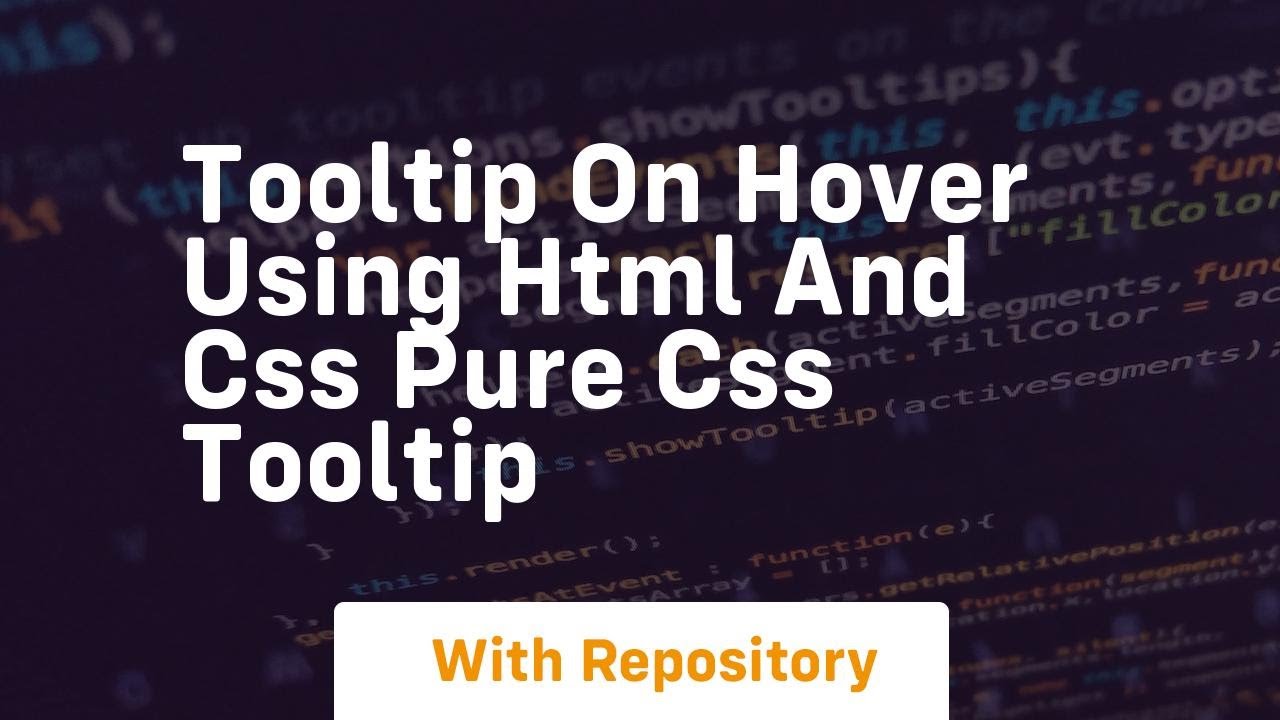 Tooltip on hover using html and css pure css tooltip - YouTube